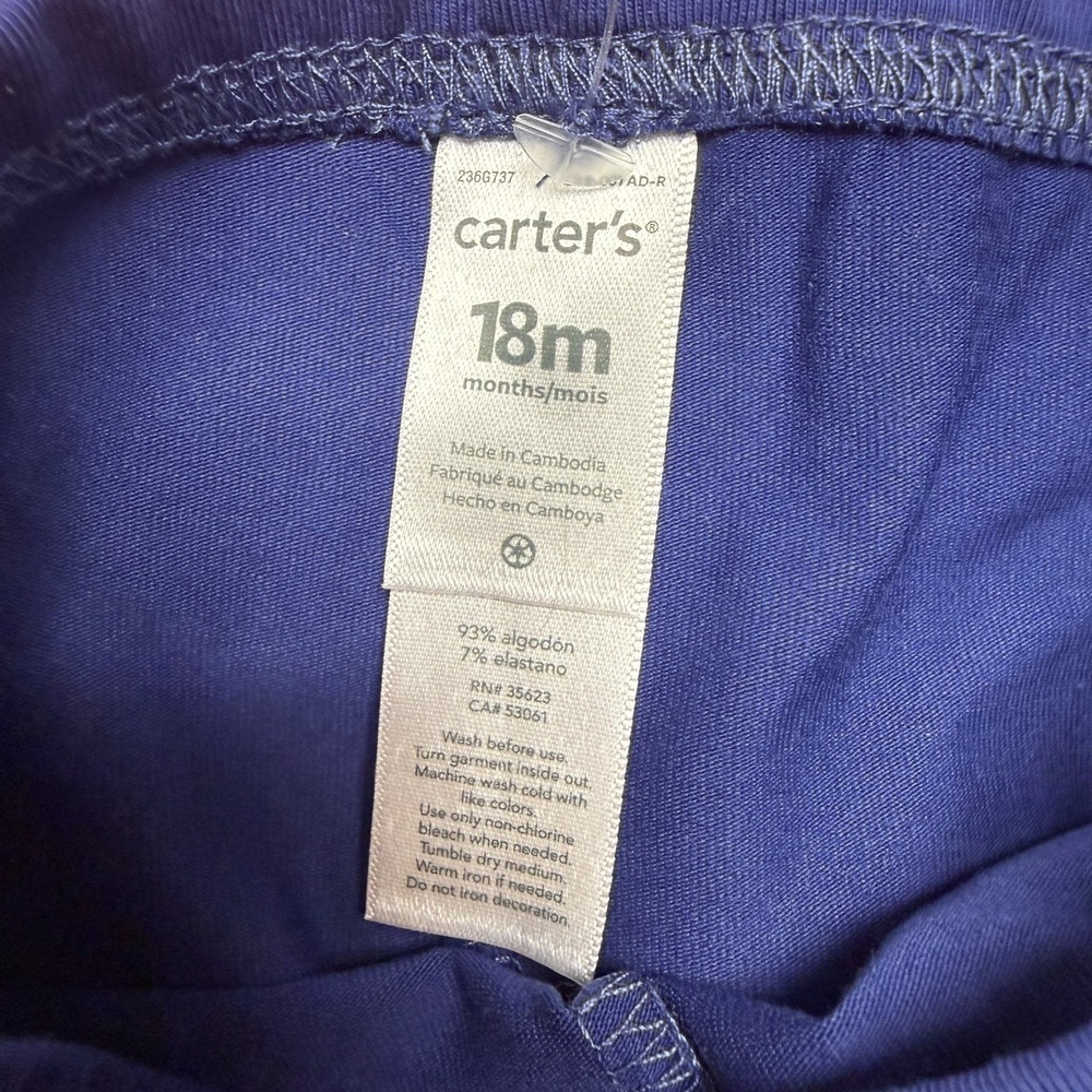 Carters Girls 18M Leggings 2 Pack Pink Navy Blue Ribbed Knit Elastic Waist NEW - Picture 8 of 11